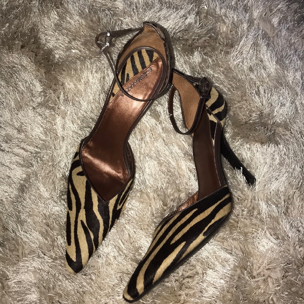 Bcbg heels with zebra pattern